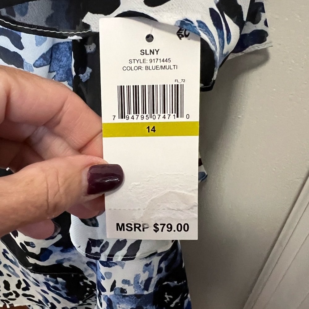 NWT SL Fashions Blue, Possibly Black and White and Dress - Picture 5 of 5